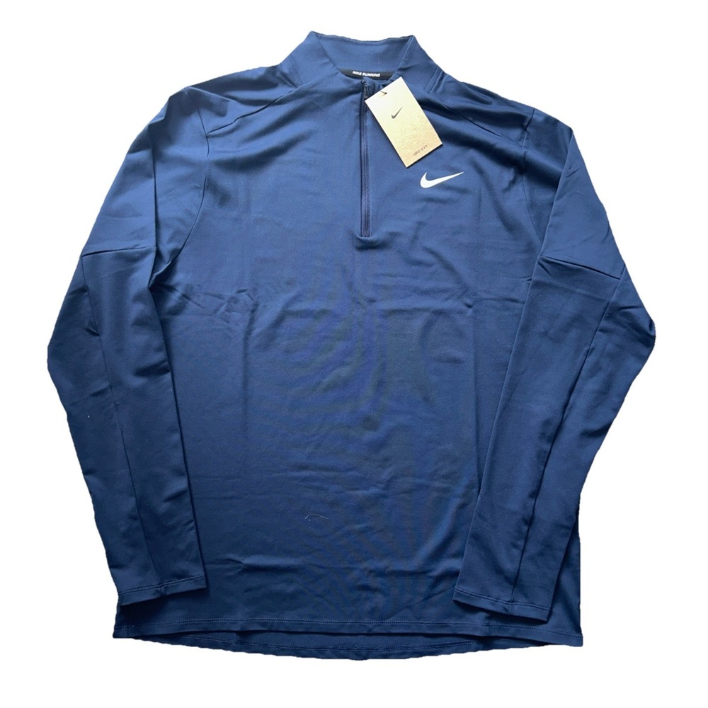 NWT Nike Dri-FIT Running Men's L Element 1/4 Zip Navy Blue